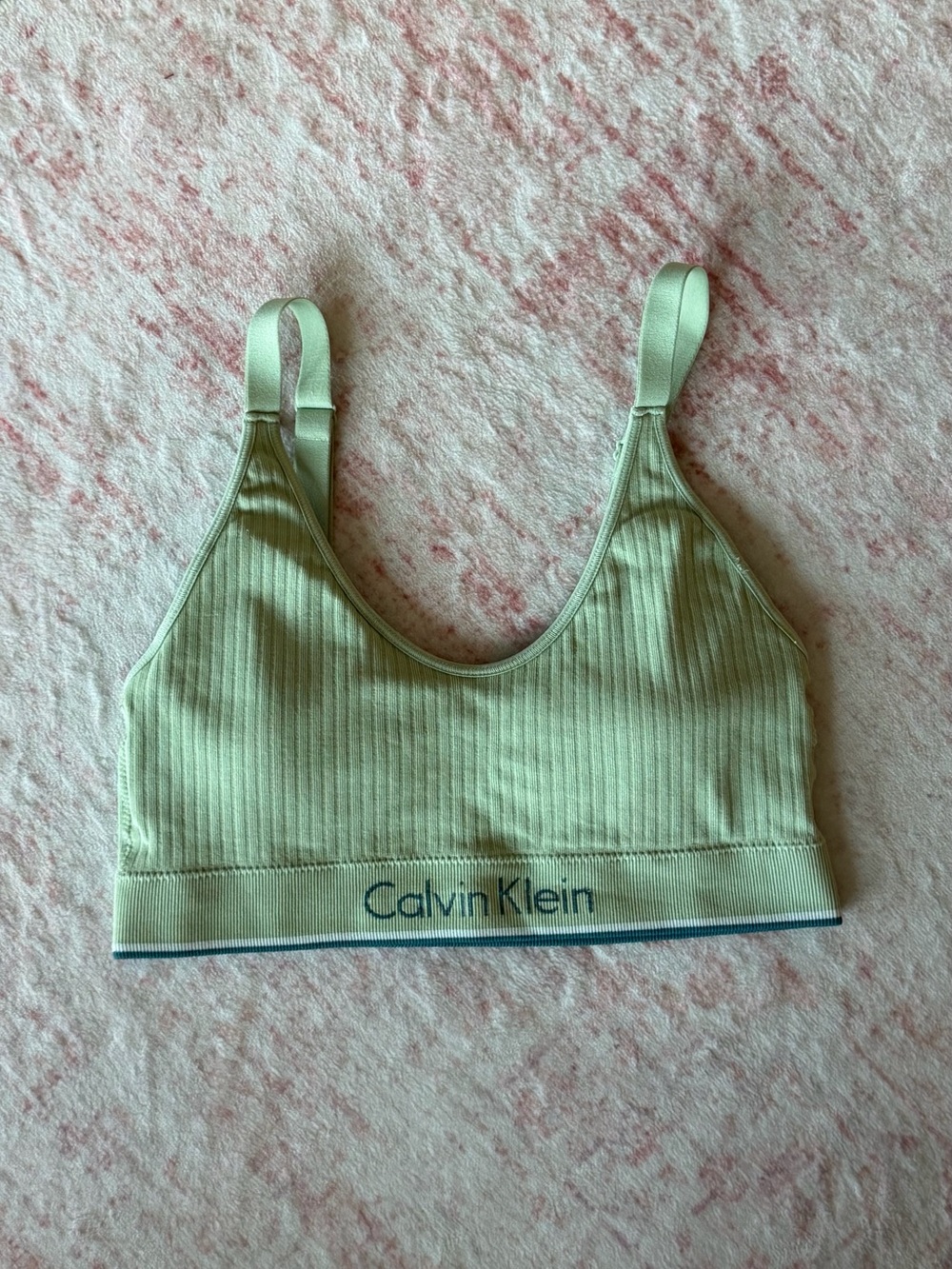 Calvin Klein Sage Green Ribbed Comfort Bralette